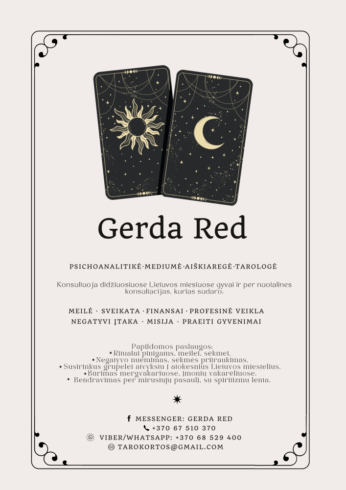G. Red aiškiaregė, taralogė, parapsichologė, psichoanalitikė