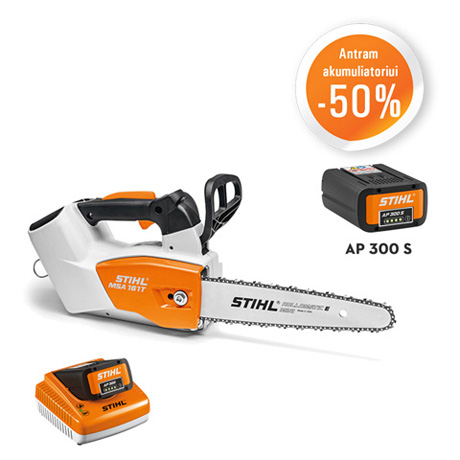 Akumuliatorinis grandininis pjūklas MSA 161 T, komplekte 2 akumuliatoriai ir įkroviklis Akumuliatorinis grandininis pjūklas MSA 161 T, komplekte 2 akumuliatoriai ir įkroviklis