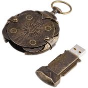 Apvalus užrakto kompasas su USB atmintuku „ANTQUE“