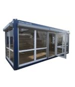 Prekybinio konteinerio-Paviljono nuoma su stiklinėmis durimis, apsauginėmis žaliuzėmis ir kondicionieriumi 20' (13 m²)