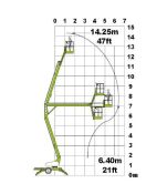 (14,2 m) Mobilaus keltuvo lopšio nuoma "NIFTY 140" (bokštelis-puspriekabė)