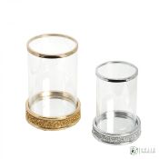 Metalinė žvakidė su stiklu (su spalvų, dydžio variantais)