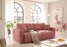 Minkšta rožinė sofa lova "Bullet" su daiktadėže