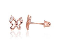 Drugelis - auksiniai auskarai mergaitei